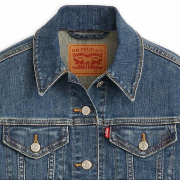 Levi Strauss & Co Women's Original Denim Trucker Jacket Dark Blue Slim Fit NWT - Picture 4 of 4